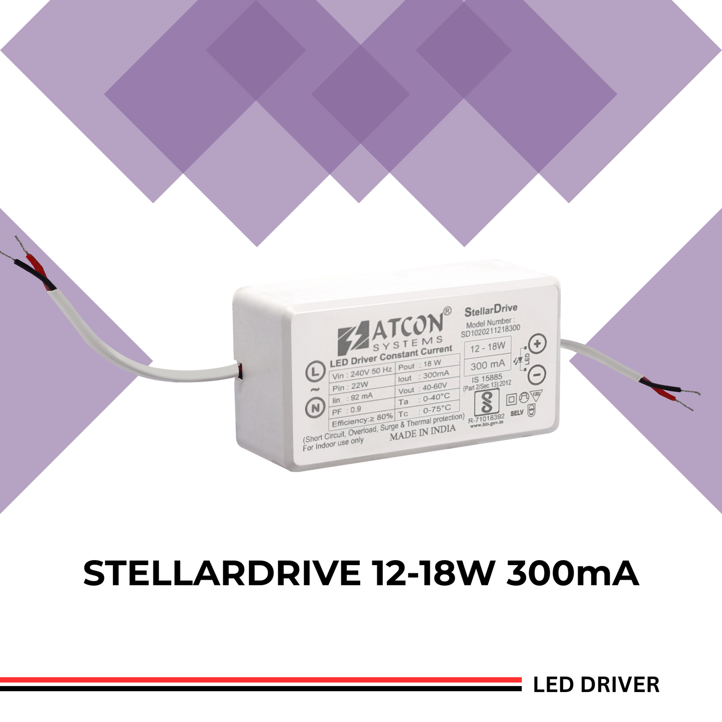StellarDrive LED Driver 12-18W | Isolated Flyback Technology | OTP, OVP & OCP Protections | 3 Year Warranty