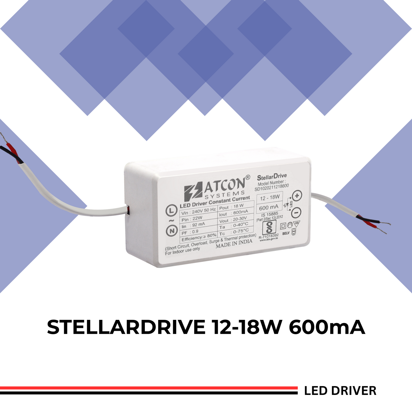 StellarDrive LED Driver 12-18W | Isolated Flyback Technology | OTP, OVP & OCP Protections | 3 Year Warranty
