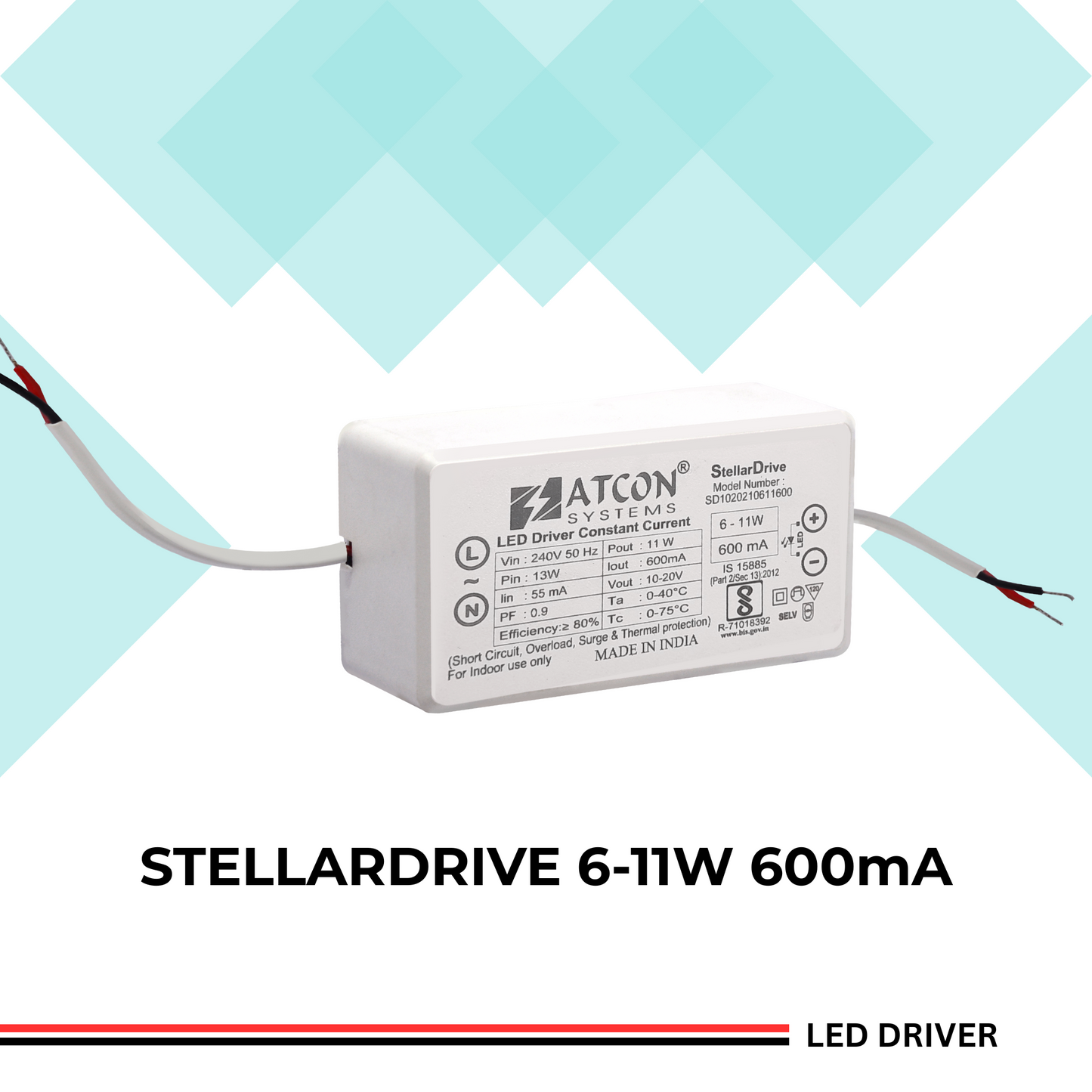 StellarDrive LED Driver 6-11W | Isolated Flyback Technology | OTP, OVP & OCP Protections | 3 Year Warranty